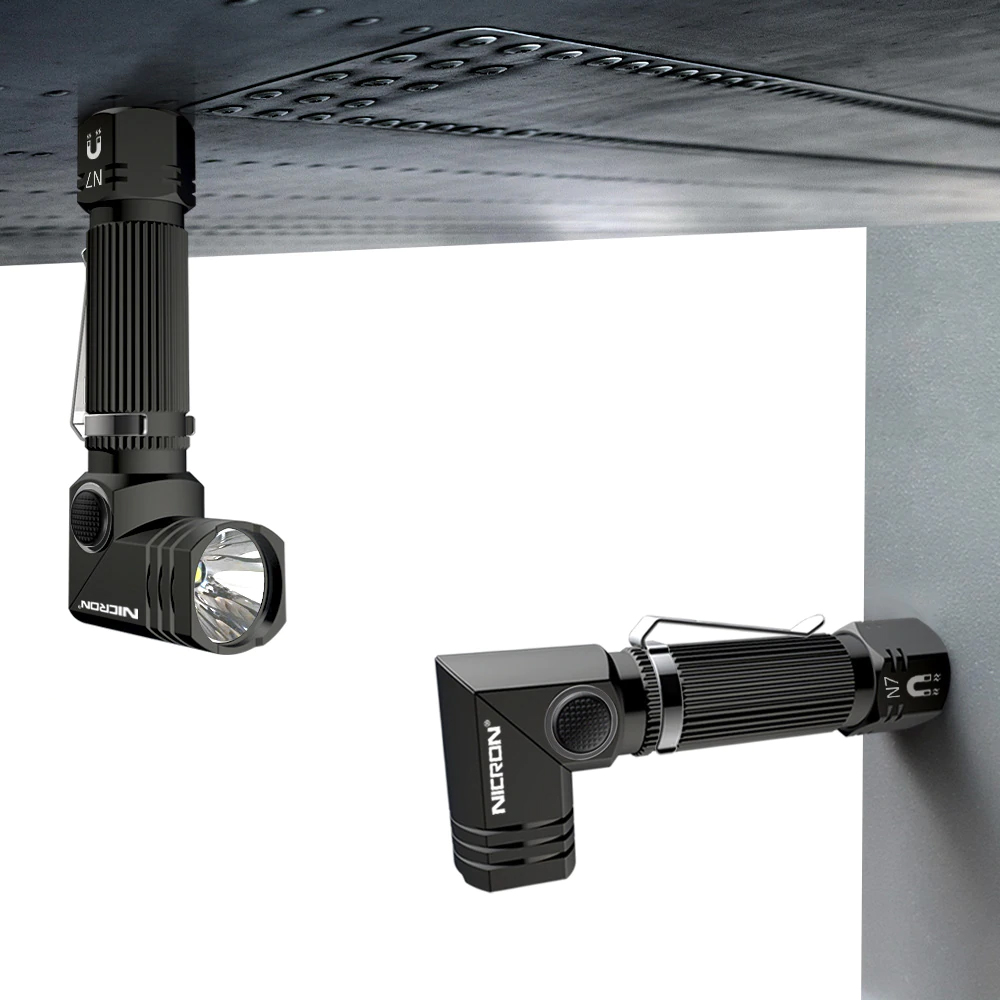 NICRON Led Flashlight Handfree Dual Fuel 90 Degree Twist Rotary Clip 600LM Waterproof Magnet Mini Lighting LED Torch Outdoor N7