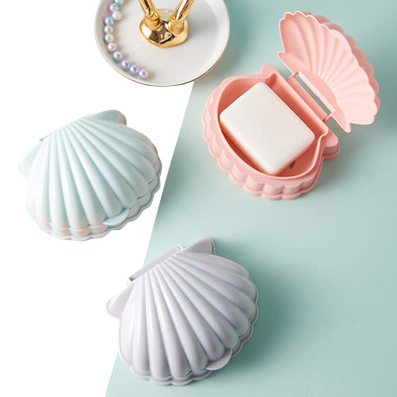 OYOURLIFE Creative Portable Shell Shape Soap Box Bathroom Drain Soap Holder Travel Soap Protect Case Bathroom Accessories