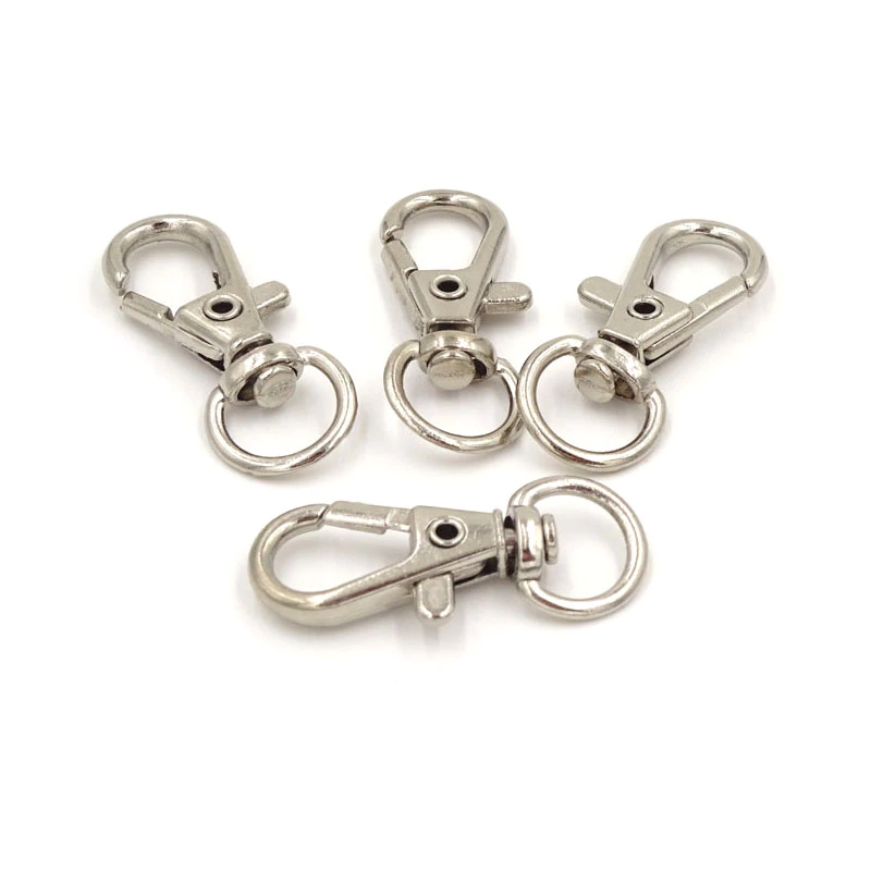 20pcs Silver Plated Metal Swivel Lobster Clasp Clips Key Hook Keychain Split Key Ring Findings Clasps For Keychains Making 30mm