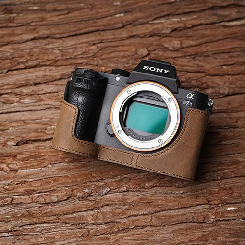 Mr.Stone Handmade Genuine Leather Camera case Camera Bag Vintage Half Cover Open Battery Disign For Sony A7 II A7R Mark 2 A7II