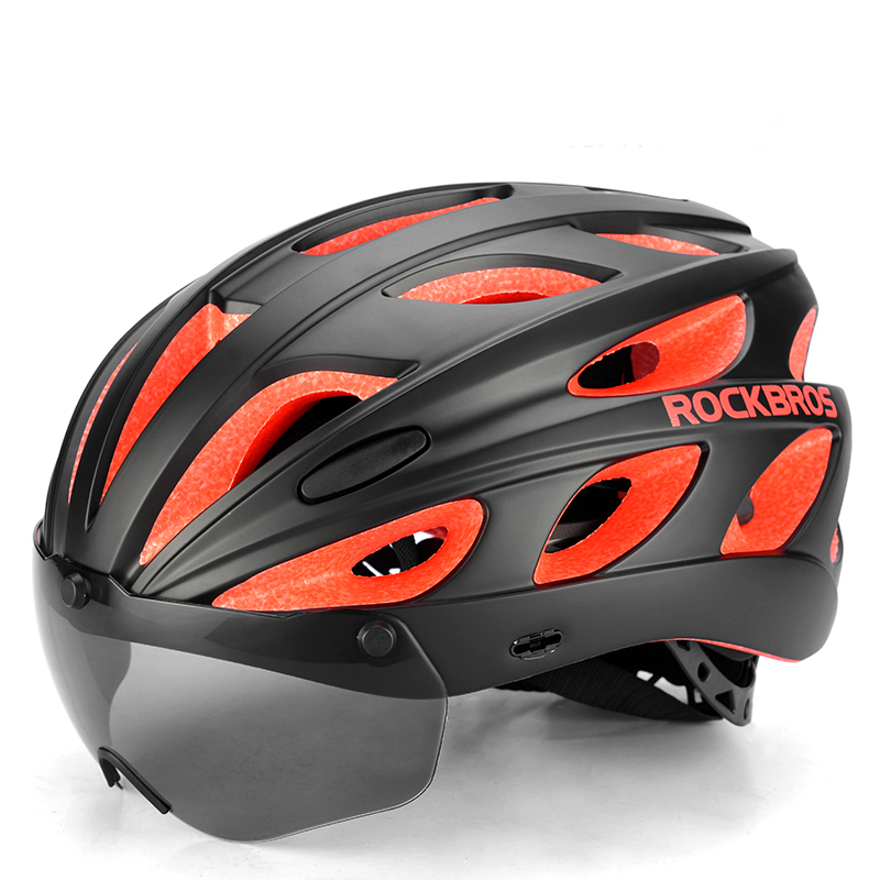ROCKBROS Goggles Bicycle Helmets Integrally-molded Ultralight Magnetic MTB Mountain Road Cycling Bike Helmets With Sunglasses