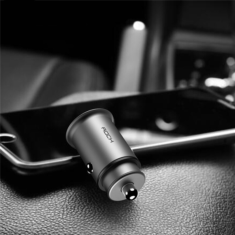 ROCK Mini Dual USB Car Charger 5V 4.8A Metal Car-Charger Quick Charging Auto Charge 2 Port 24W for iPhone X 8 7 6 Samsung Xiaomi