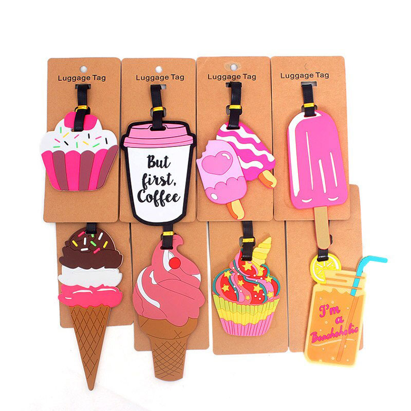 Cute Ice Cream Travel Accessories Creative Luggage Tag Silica Gel Suitcase ID Addres Holder Baggage Boarding Tags Portable Label