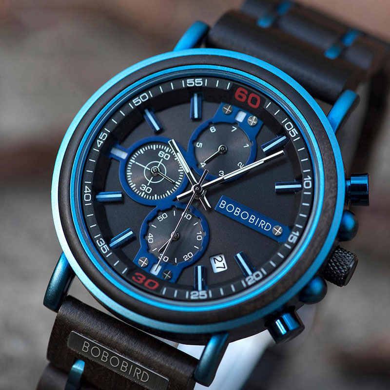 reloj hombre BOBO BIRD New Wooden Watch Men Top Brand Luxury Chronograph Military Quartz Watches for Man Dropshipping Customized