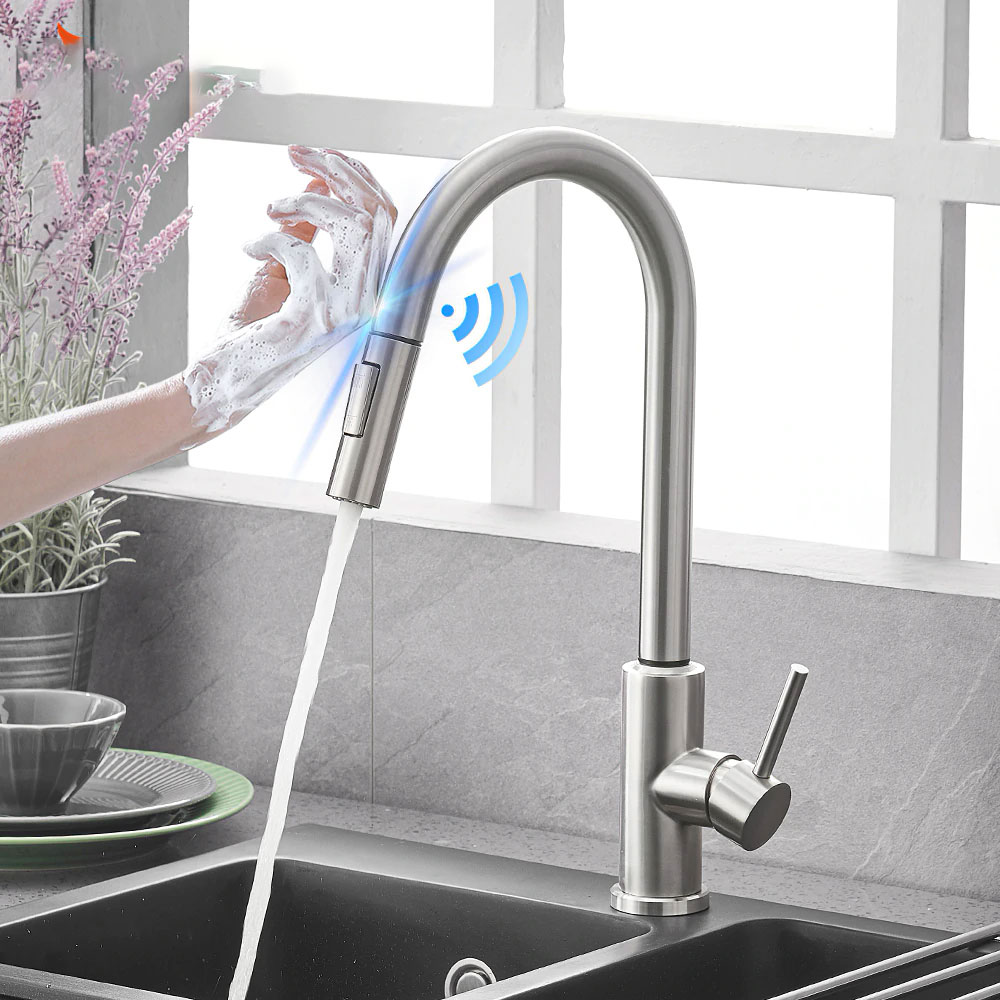 Kitchen Faucets Smart Sensor Pull-Out Hot and Cold Water Switch Mixer