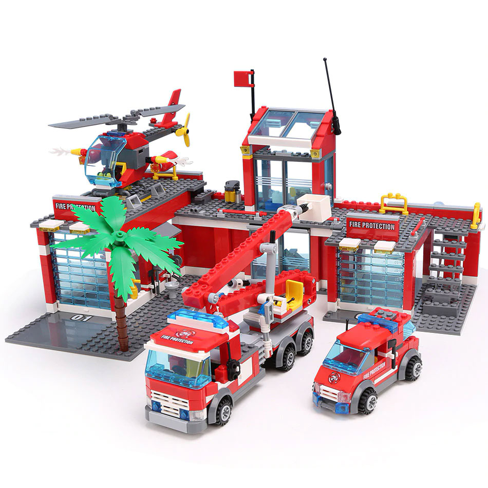 HUIQIBAO Blocks Toy 774pcs Fire Station Model Building Blocks City