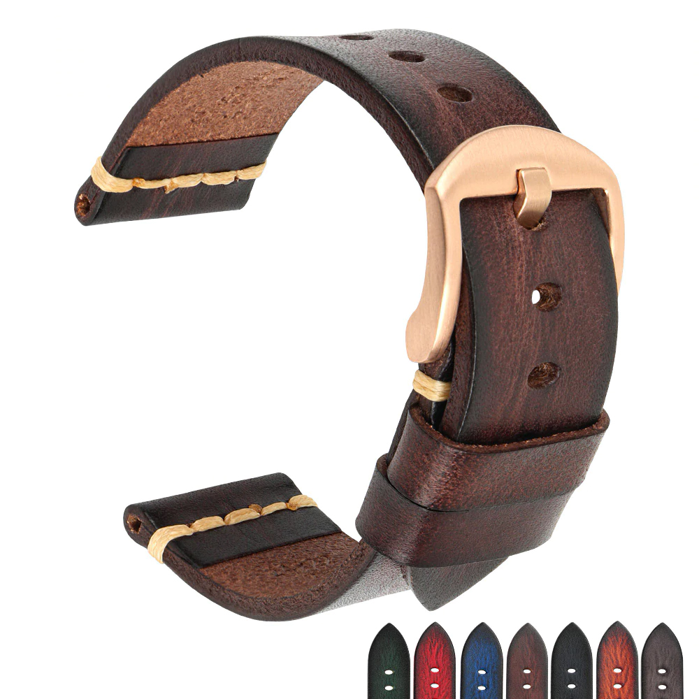 Maikes Genuine Leather Watchband for Galaxy Watch Strap 