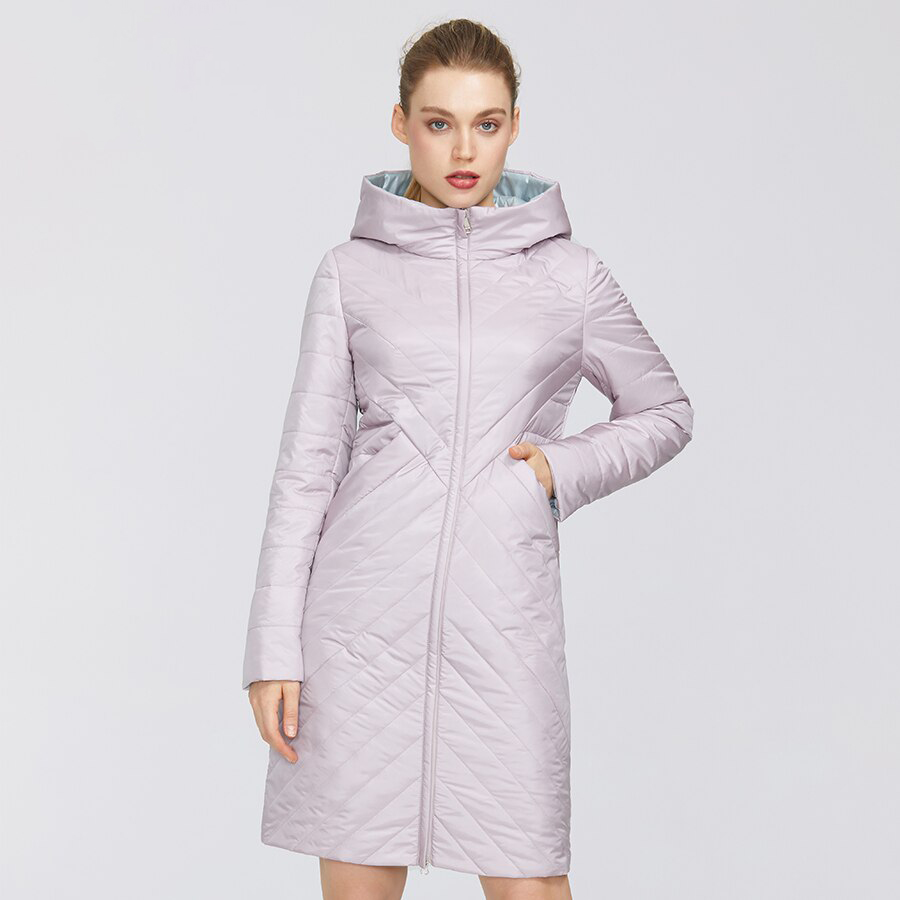 MIEGOFCE 2020 Designer Spring Womens Cotton Jacket with Zipper and Mid-Length Resistant Hooded Collar Female Raincoat Windproof