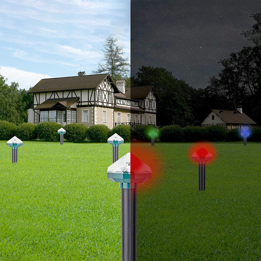 AMKOY 1/2/4/8 pcs Mole Repellent Solar Powered Ultrasonic Sonic Mouse Pest Rodent Repeller Yard LED Light Lamp Yard Garden