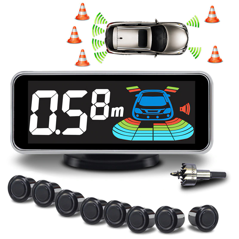 Parking Sensor Parktronic 8 Sensors Car Automobile Reversing Radar Electronics Auto Detector Backing Assistance Kit Voice Buzzer