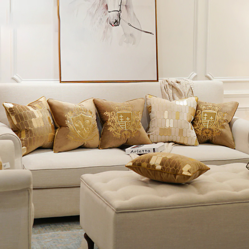 Avigers Embroidery Velvet Cushion Cover Luxury European Pillow Cover PillowCase Geometry Home Decorative Sofa Chair Throw Pillow