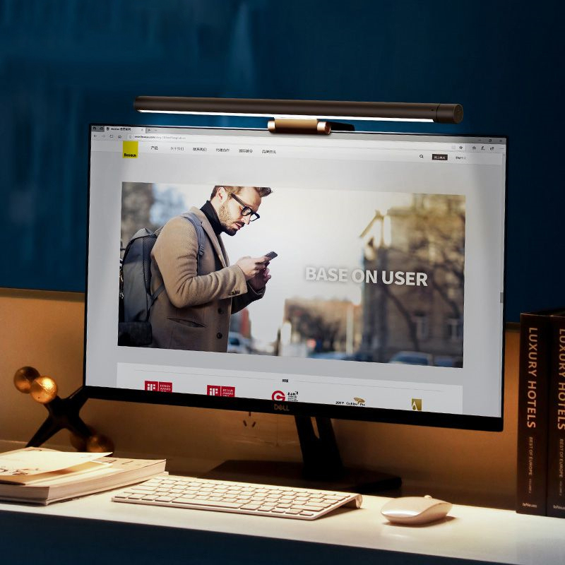 Baseus Led Desk Lamp Adjustable Reading Screen Hanging Light Computer Eye Protection Lamp USB Rechargeable Light for Office Home