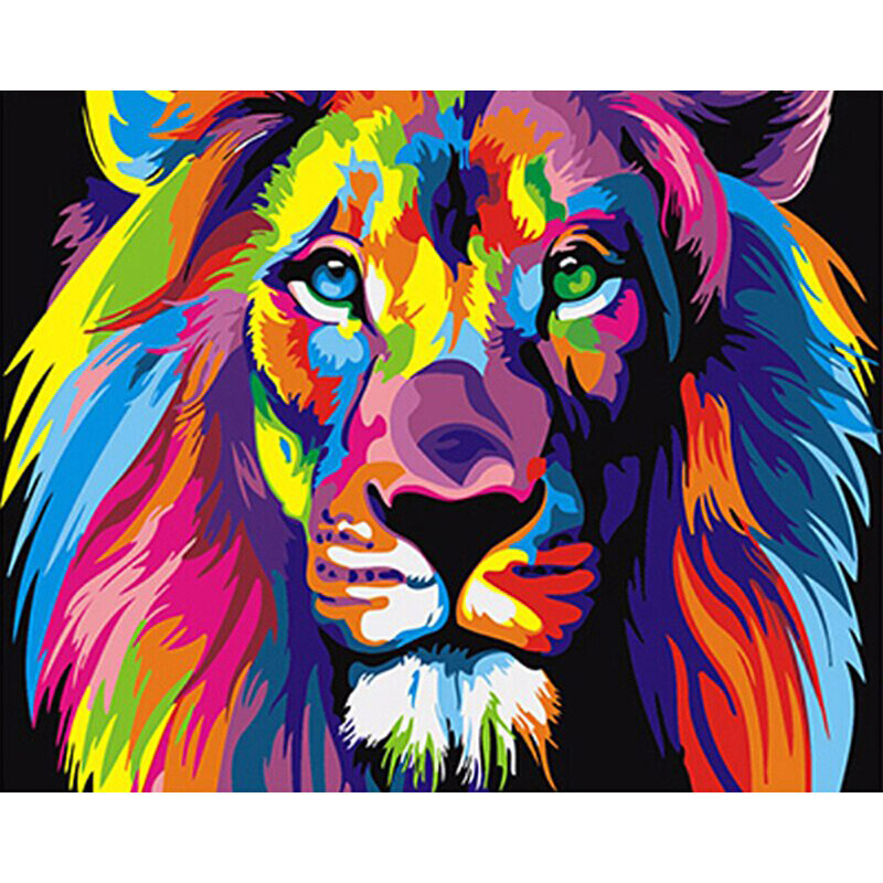 RUOPOTY Frame Colorful Lions Animals DIY Painting By Numbers Modern Hand Painted Oil Painting Unique Gift For Children 40X50cm