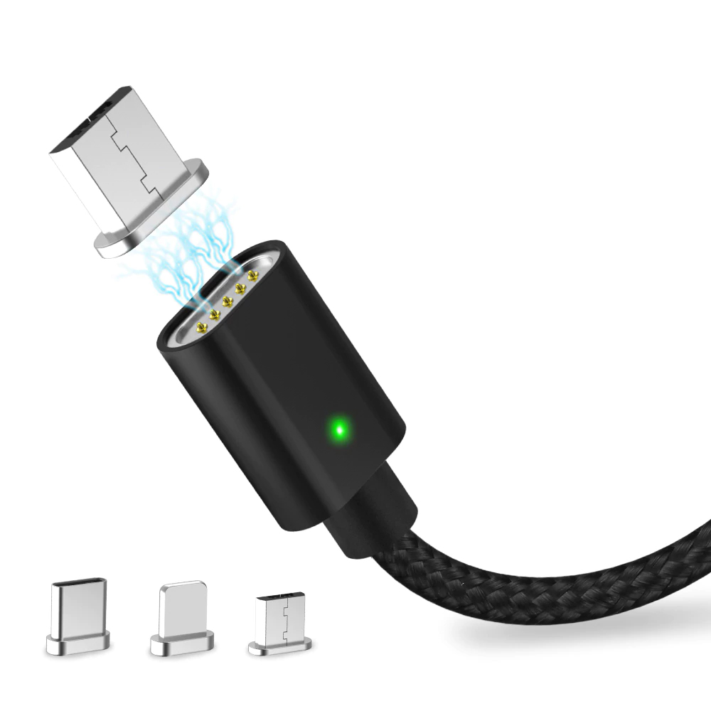 TOPK Magnetic Cable For iPhone Xs Max Xr 8 7 6 5 Plus USB C & Micro USB Cable Nylon Braided LED Indicator Data Sync Type-C Cable