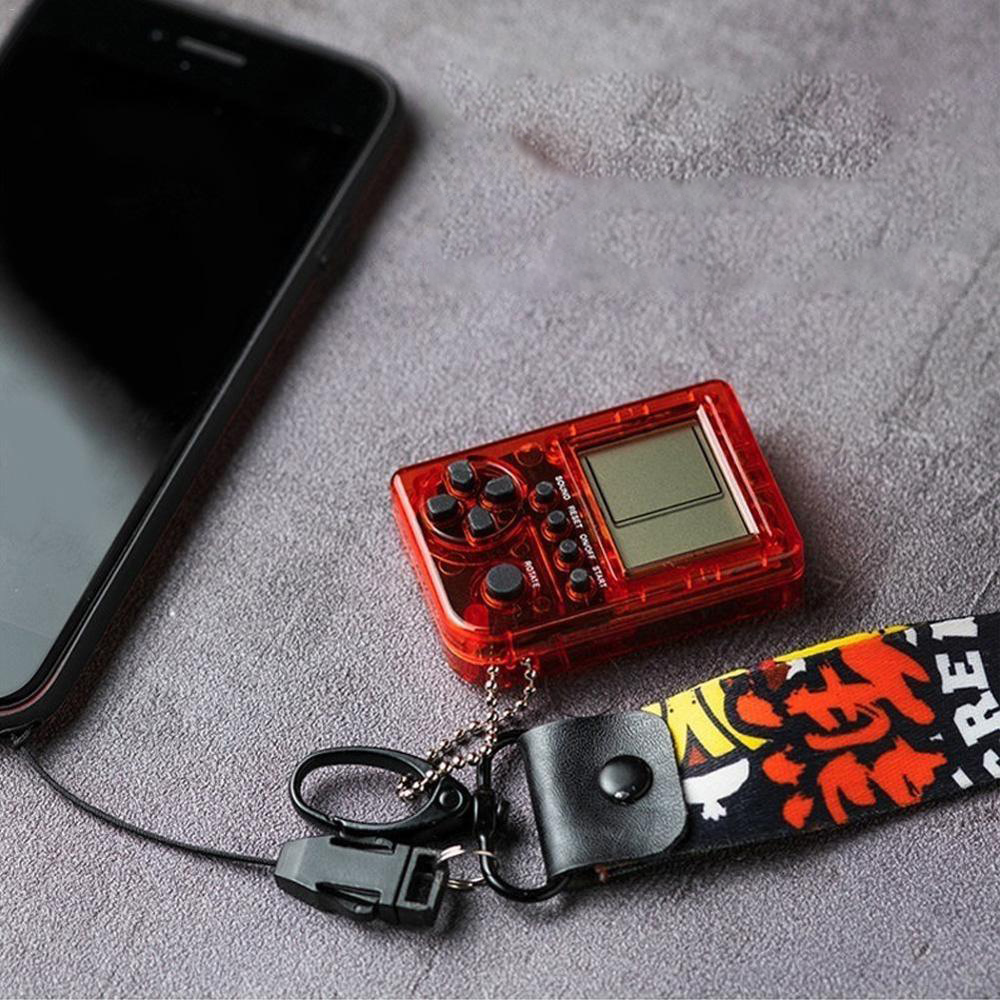 미니 콘솔 게임 기계 어린이 핸드 헬드 향수 미니 게임 콘솔 키 체인 테트리스 비디오 게임 어린이 어린이 선물