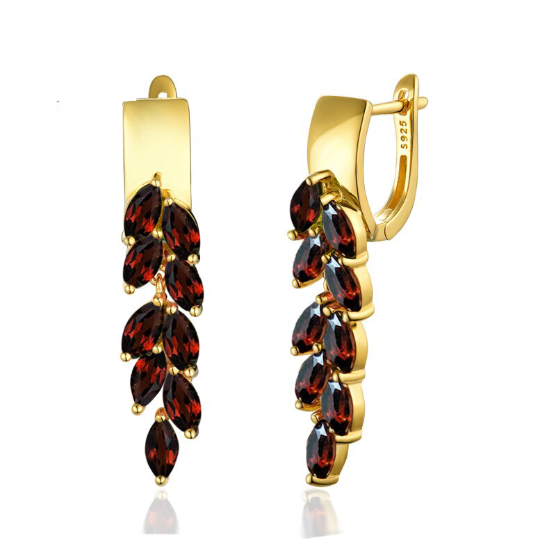 TBJ,Clasp garnet earring natural mozambique gemstone 925 sterling silver fine jewelry new elegant design for women nice gifts