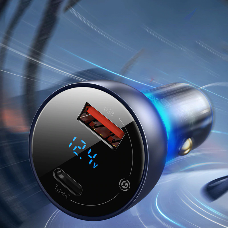 Baseus 65W PPS Car Charger PD QC Dual Quick Charging For Laptop Translucent Metal car phone charger for iPhone Samsung