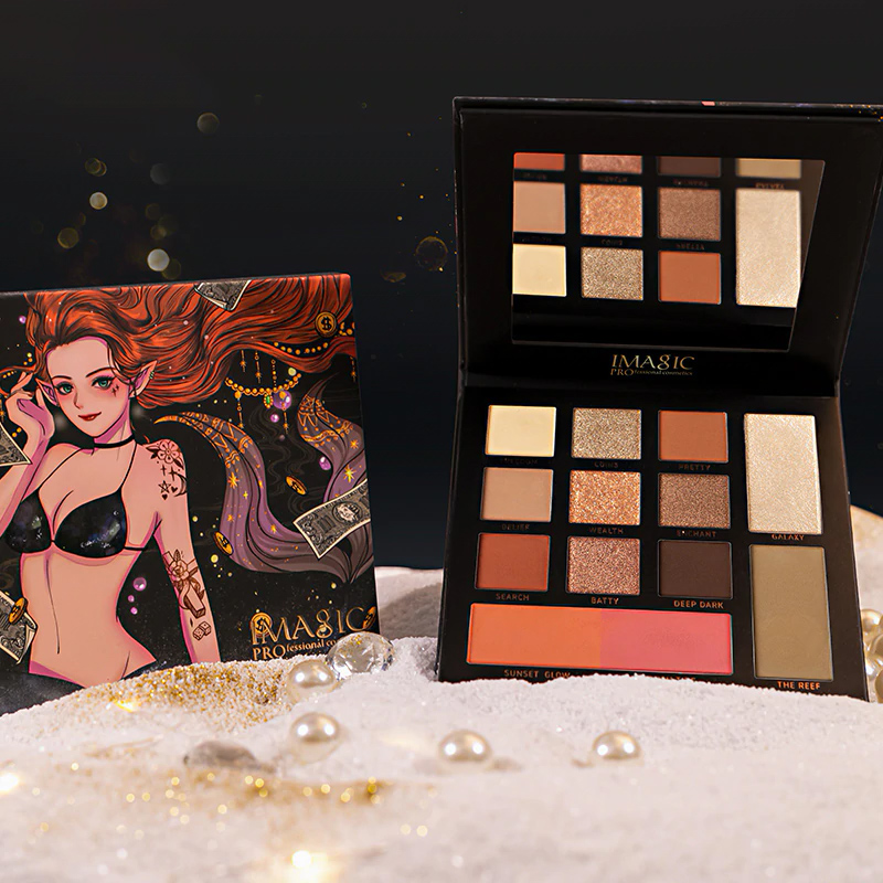 IMAGIC NEW blend 9-color eyeshadow matte pearlescent hybrid disc high-gloss makeup blush contour shadow professional makeup pale