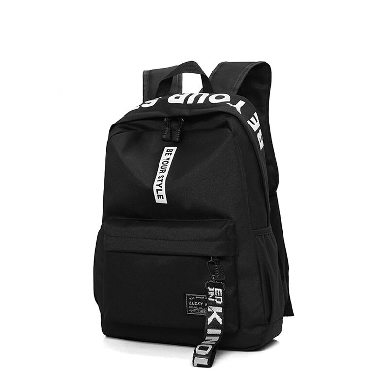 2019 black Women Backpack Female Nylon Teens Men Schoolbag Casual Style Student School Bags for Teenage Girls Back Pack Solid