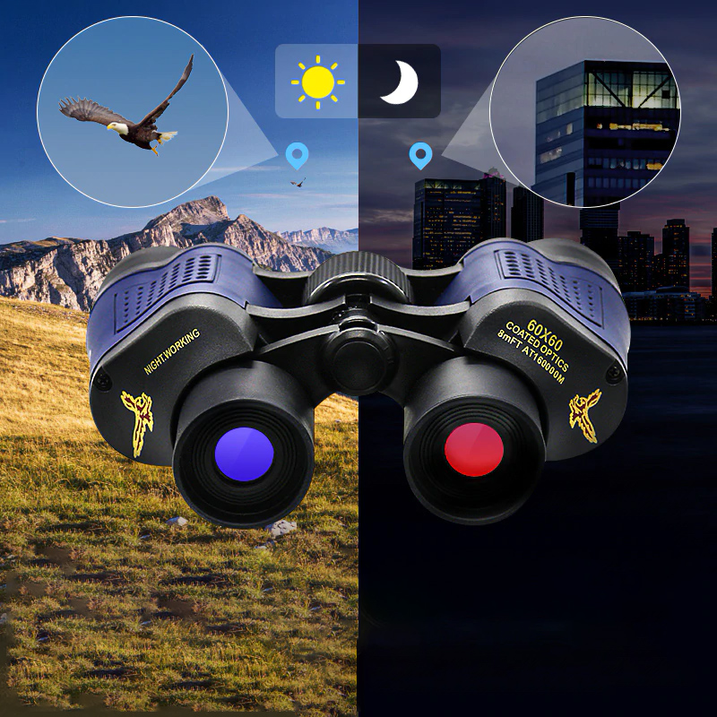 60X60 Binoculars High Clarity 10000M for Outdoor Hunting Clear Weak Light Night Vision Hd Telescope Fixed Zoom for Adults/Kids