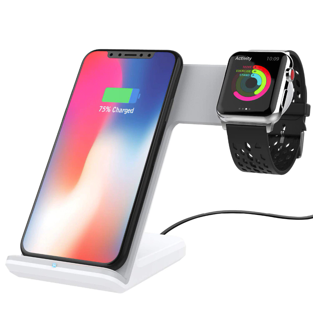 DCAE 10W Qi Wireless Charger For iPhone 11 XS XR X 8 2 in 1 Fast Charging Dock For Apple Watch iwatch 5 4 3 2 For Samsung S10 S9