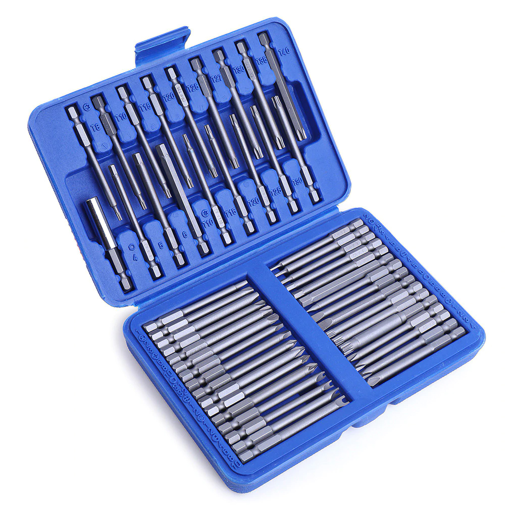 Hi-Spec 50pc 75mm Extra Long Screwdriver Set Hex Torx Security Long Screwdriver Bits Ratchet Screwdriver Bit Set Tool Set