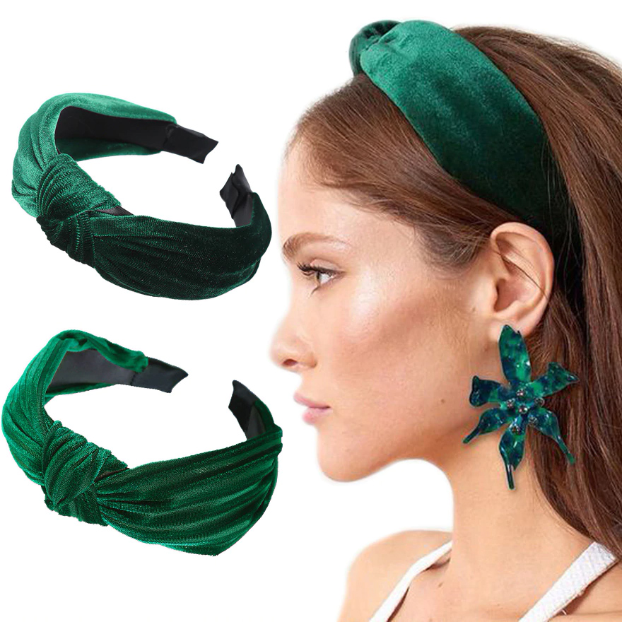 MOLANS Hair Accessories For Women Solid Style Simulation Knotted Crossed Gold Velvet Headband Fashion Wide Hair Hoop Hairband