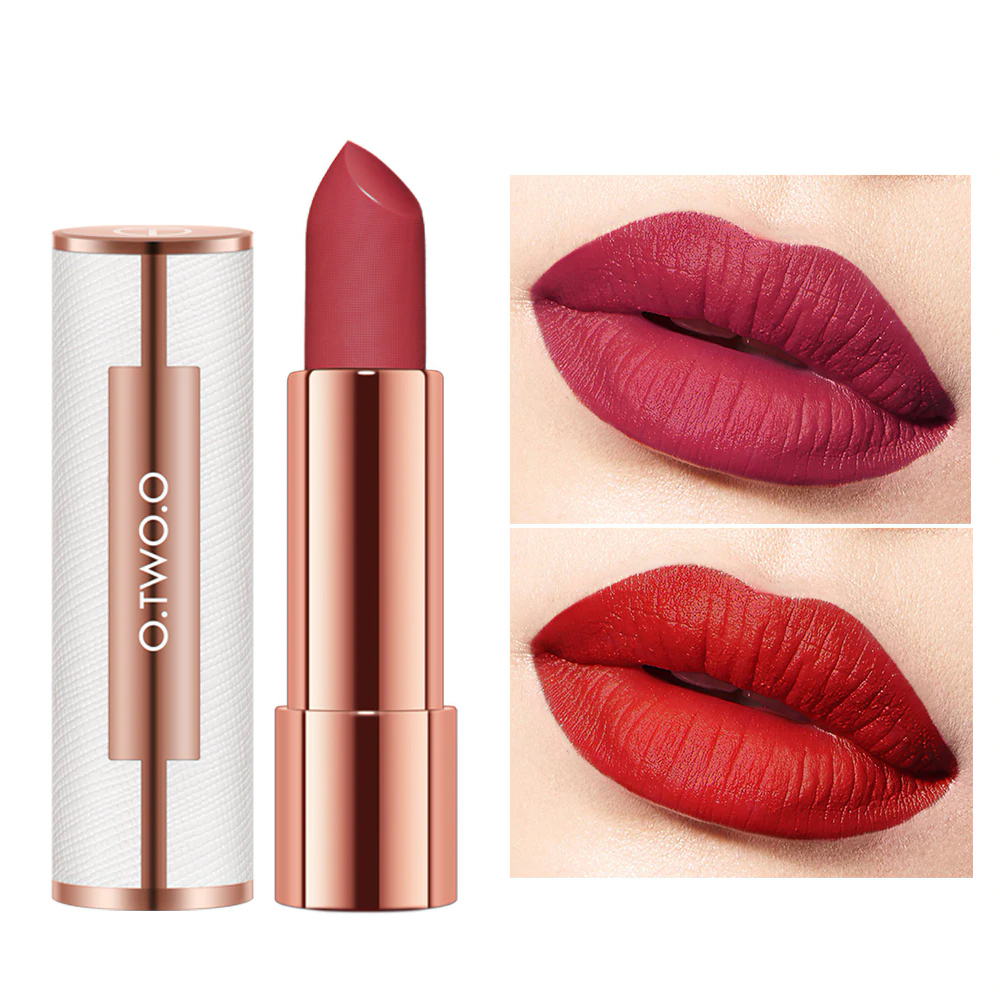O.TWO.O Matte Lipstick Nude Brown Red Lips Makeup Velvet Silky Smooth Texture Long Lasting Waterproof Lip Stick 12 Colors