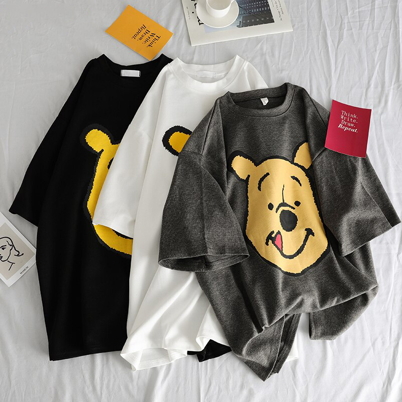 Summer 2020 casual Women T-shirts Ulzzang Streetwear kawaii cartoon print Tshirt Korean Style Tops Harajuku short sleeve t shirt