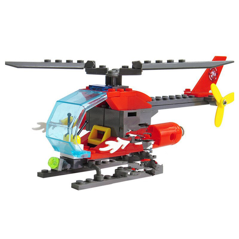 City Fire Fight Helicopter Building Blocks Sets Fireman Plane Model Juguetes Kids Brinquedo Bricks Educational Toys for Children