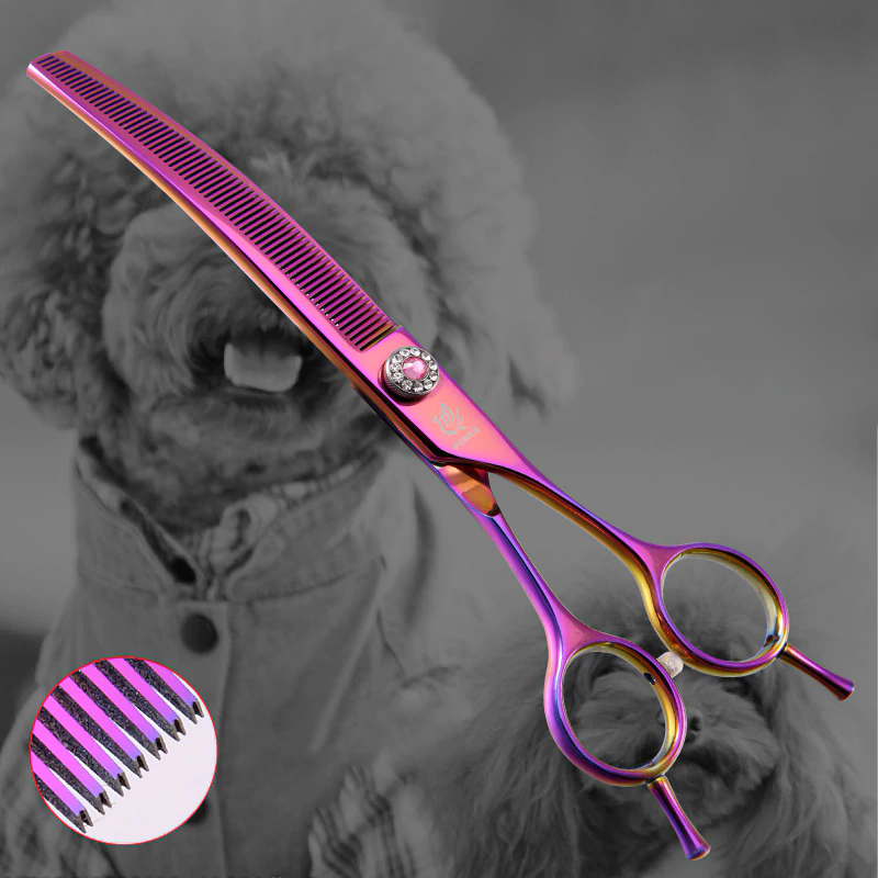Fenice high-end 7.0 inch professional dog grooming scissors curved thinning shears for dogs & cats animal hair tijeras tesoura