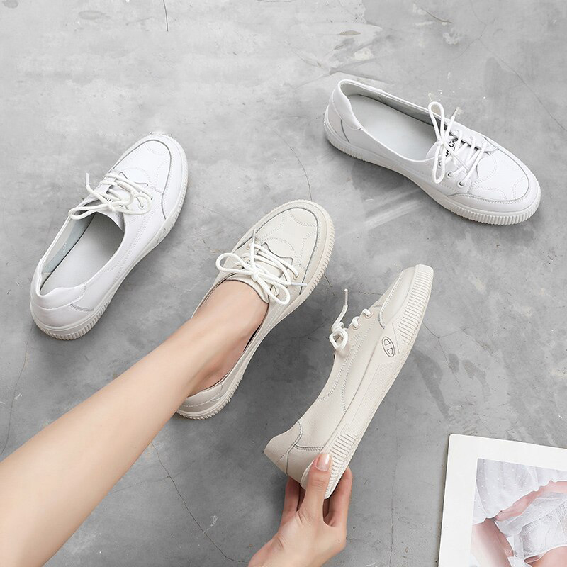 Women Shoes Genuine Leather Comfortable Soft Female Ballet Flat Nurse Causal Shoes 2020 Ladies Women Loafers White 932595