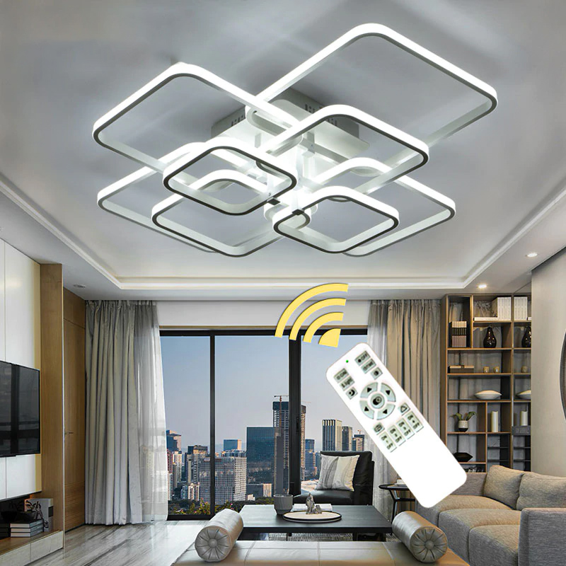 Modern Led Chandelier Rings Living Room Dining Room Bedroom Led Lustres Memory Function Led Ceiling Chandelier Lighting Fixtures