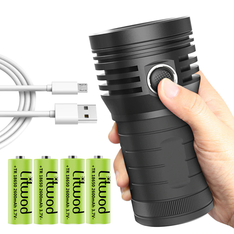 3pcs XHP90.2 Super Powerful LED Tactical Flashlight 3 Mode Torch USB Rechargeable 18650 Battery Lamp Ultra Bright Linterna Black