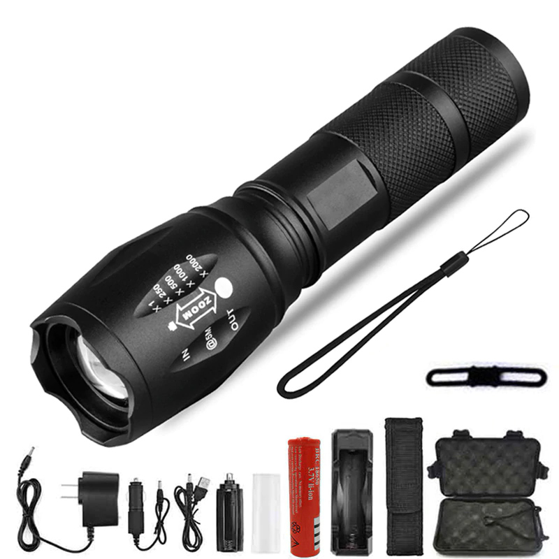 Led Flashlight Rechargeable torch T6/L2/V6 torch 5 switch Modes 5000 LM use 18650 Battery Outdoor Camping Bicycle Light