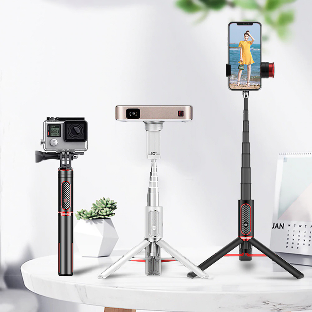 Lewinner LW-202pro Sport All In One Portable bluetooth Tripod Selfie Stick Monopod for Gopro 7 6 5 Sports Action 1/4 Screw View