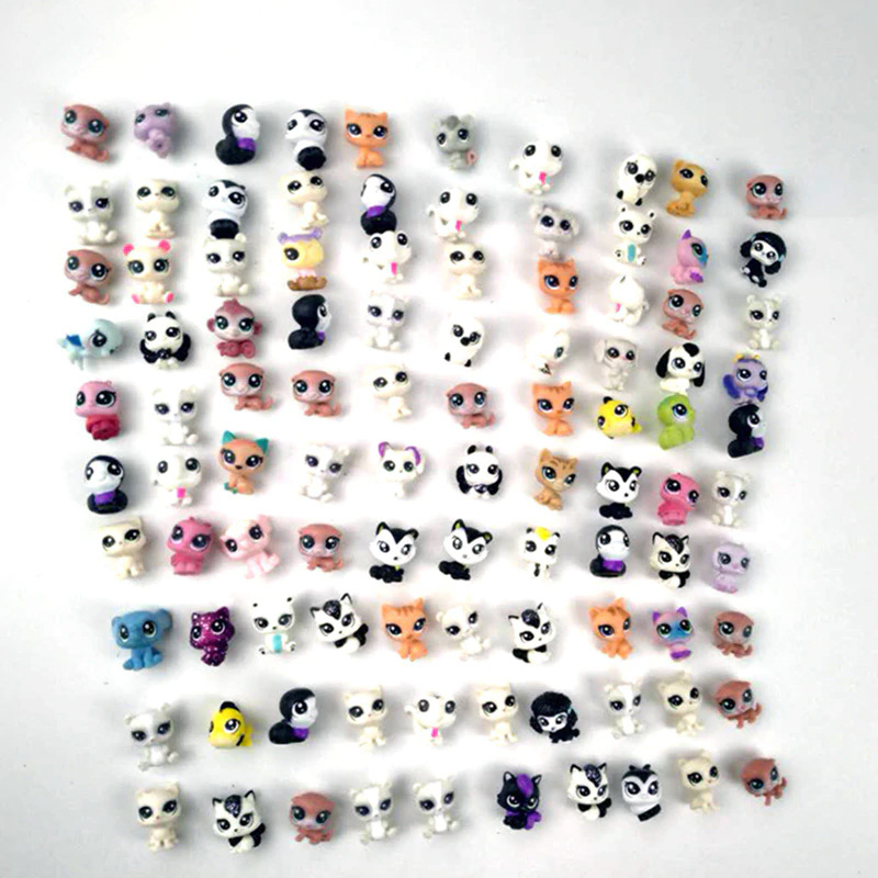random 100pcs/Set New Style Mini Little Pet Shop Lps Toys Cat animal dog Set Action Figures Toys for Children
