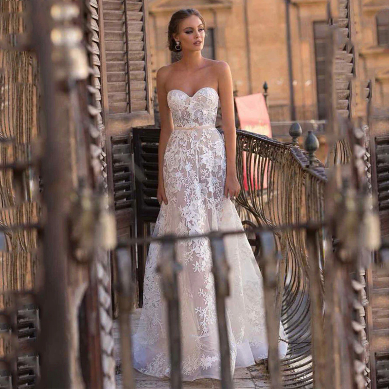 LORIE Princess Wedding Dress 2019 Vestidos de novia Sweetheart Lace Bride Dresses Sexy Backless Wedding Gowns