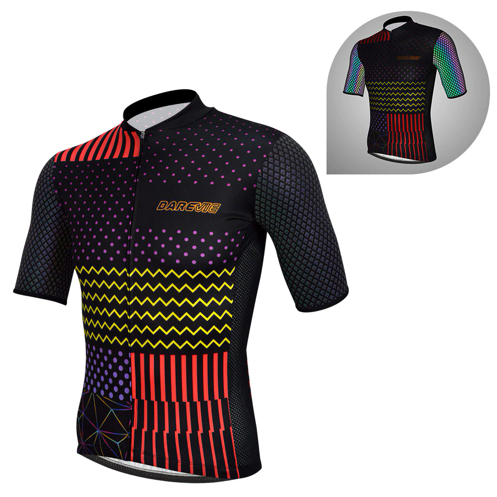 Darevie Pro Cycling Jersey Cool Reflective Cycling Jersey Breathable Team Bike Jersey MTB Road Cycling Clothing Top Jersey Men