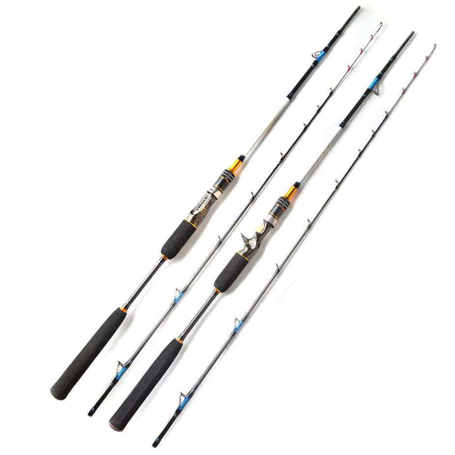 TOMA 1.8m 1.98m 2.1m Sea Boat Jigging Fishing Rod Carbon Fiber Spinning Baitcasting MH Lure Weigh 50-180g Saltwater Fishing Rod