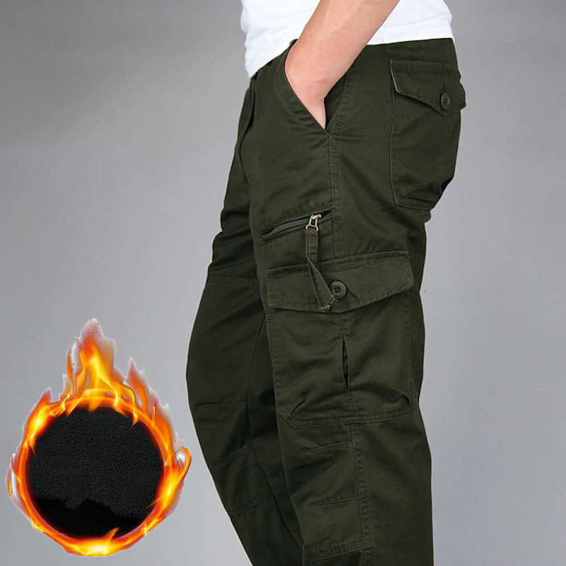 Men's Winter Warm Thick Pants Double Layer Fleece Military Army Camouflage Tactical Cotton Long Trousers Men Baggy Cargo Pants