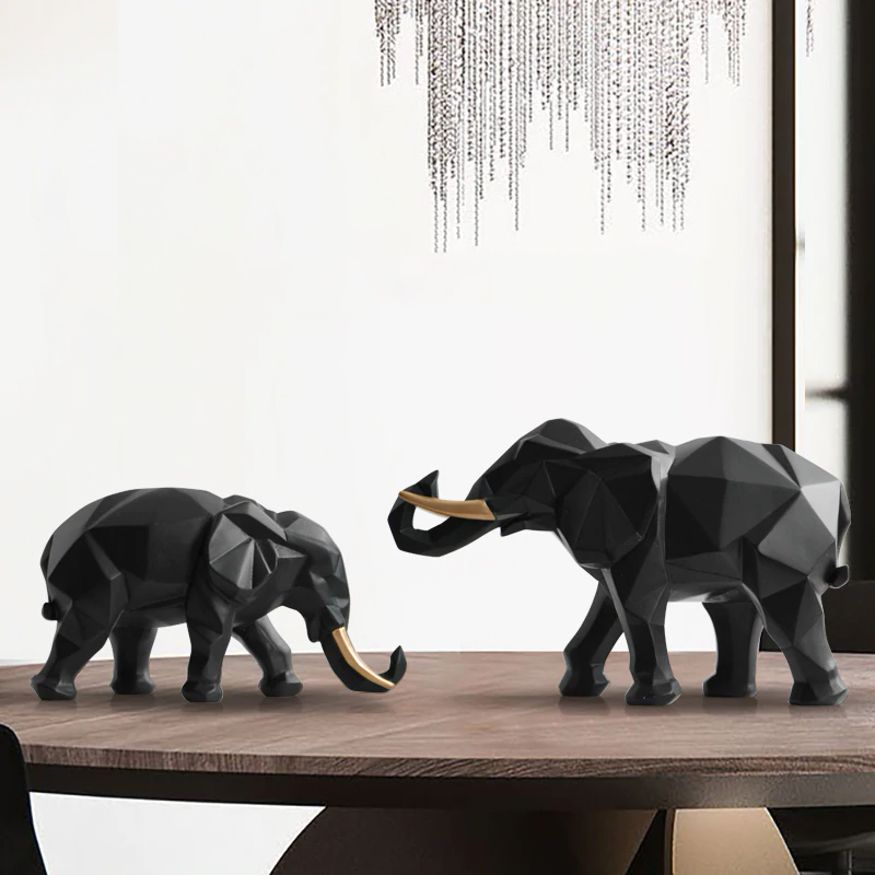 Elephant figurine 2/set resin for home office hotel decoration tabletop animal modern craft India white Elephant statue decor