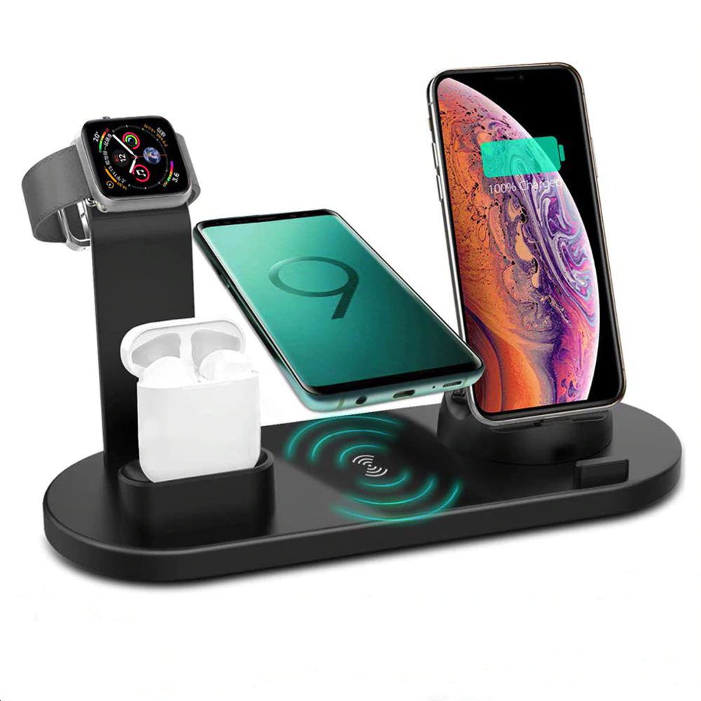 DCAE 4 in 1 Qi Wireless Charger For iPhone 11 X XS XR 8 10W Type C USB Fast Charging Dock Stand for Apple Watch 5 4 3 2 Airpods