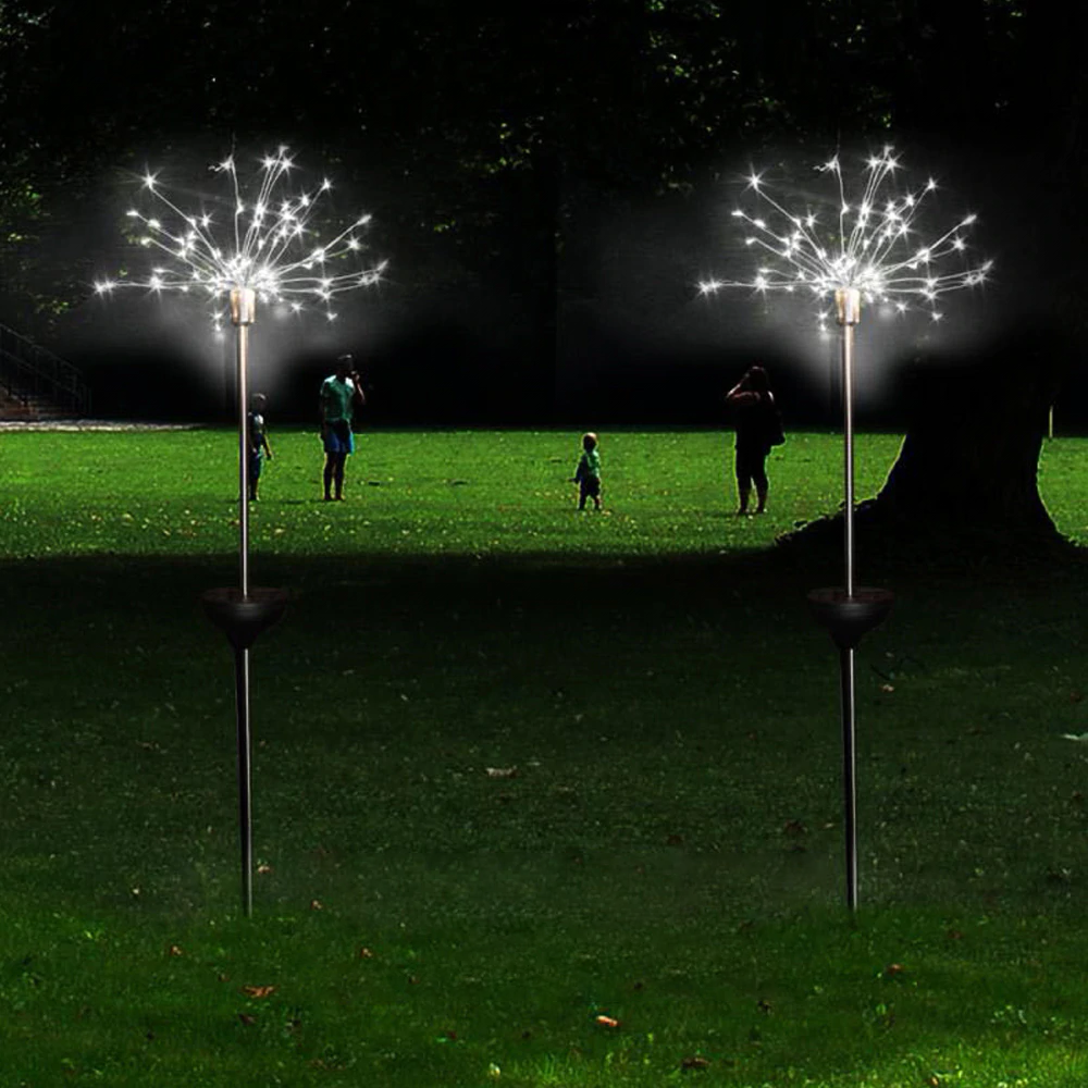 Solar Powered Outdoor Grass Globe Dandelion Lamp 90/120/198 LED For Garden Lawn Landscape Lamp Holiday Light