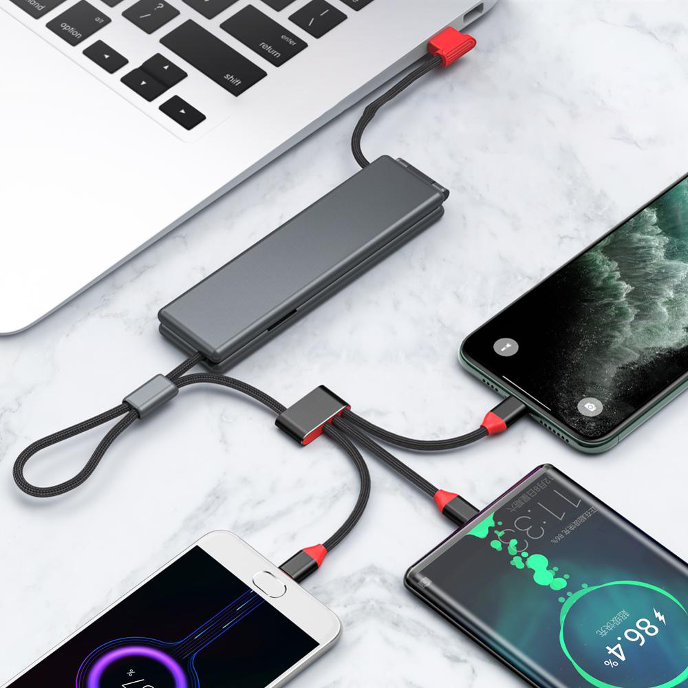 OATSBASF 마이크로 usb 유형 c 케이블 xiaomi iphone xr 충전기 3 IN 1 자기 redmi k30 pro 번개 케이블 iphone 7 고속 충전