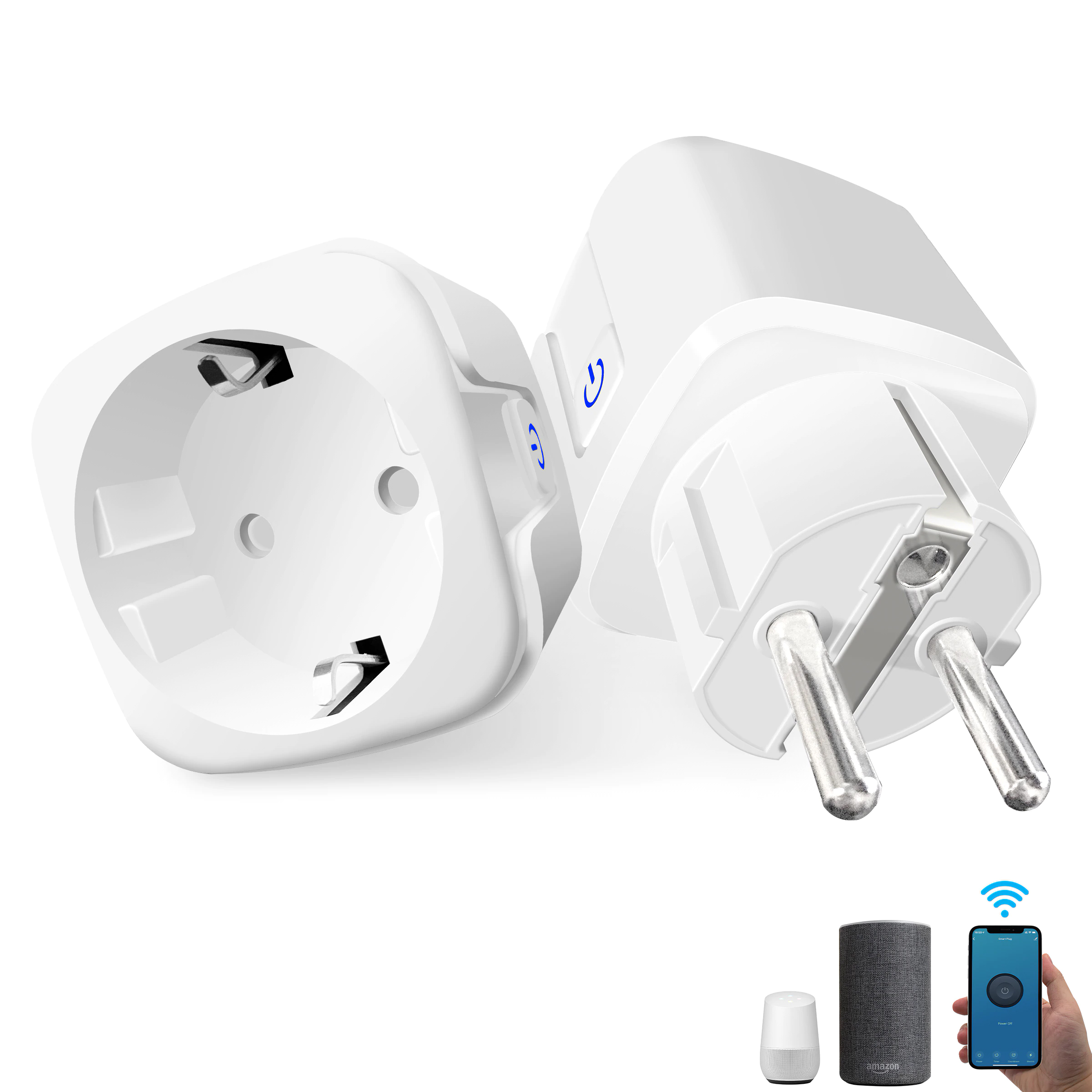 16A EU Smart Wifi Power Plug with Power Monitor Smart Home Wifi Wireless Socket Outlet Works with Alexa Google Home Tuya App