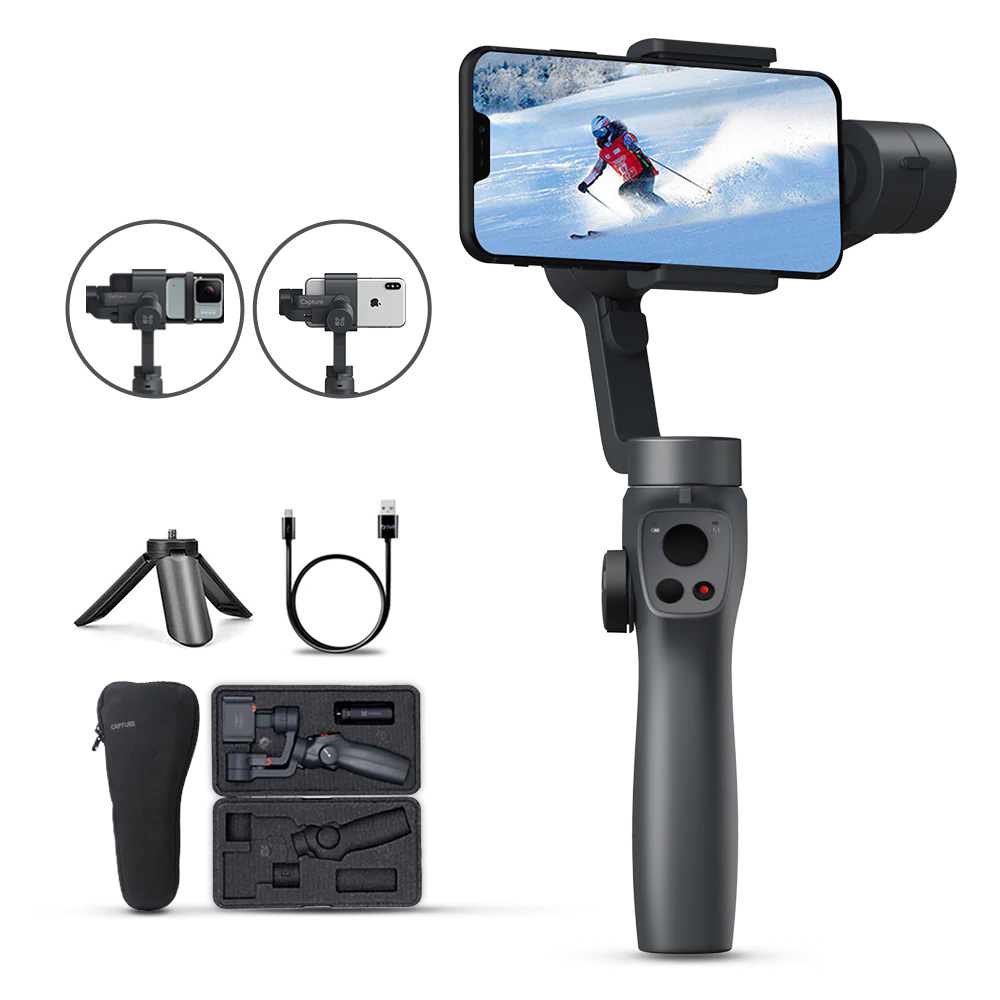 Funsnap Capture2 3 Axis Handheld Gimbal Stabilizer For Smartphone Samsung Iphone X XR 8 7 Gopro Camera Action EKEN 1 Gimbal Kit