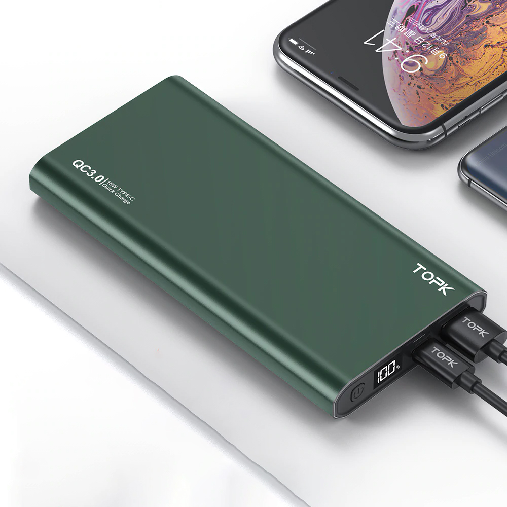 TOPK Power Bank 10000mAh Portable Charger LED External Battery PowerBank PD Two-way Fast Charging PoverBank for iPhone Xiaomi mi