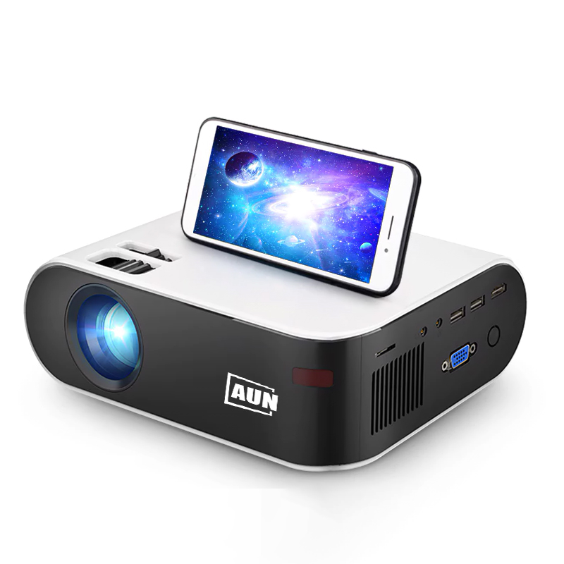 AUN MINI Projector W18, 2800 Lumens (Optional Android 6.0 wifi W18D), support Full HD 1080P LED Projector 3D Home Theater