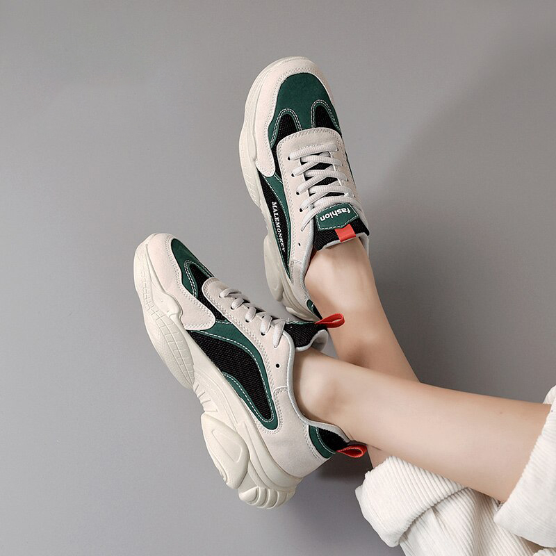 Women Sneakers Shoes White 2020 Fashion Women Platform Sports Shoes Breathable Lace Up Female Women Sneakers MALEMONKEY 911938